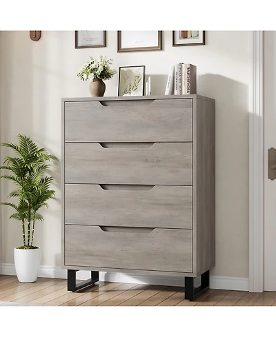 homfan 4 Dresser for Bedroom, 41.7" Tall Dresser, Freestanding Vertical Drawer Cabinet with Storage, Wooden Closet Storage Chest Living Room