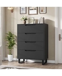 homfan 4 Dresser for Bedroom, 41.7" Tall Dresser, Freestanding Vertical Drawer Cabinet with Storage, Wooden Closet Storage Chest Living Room