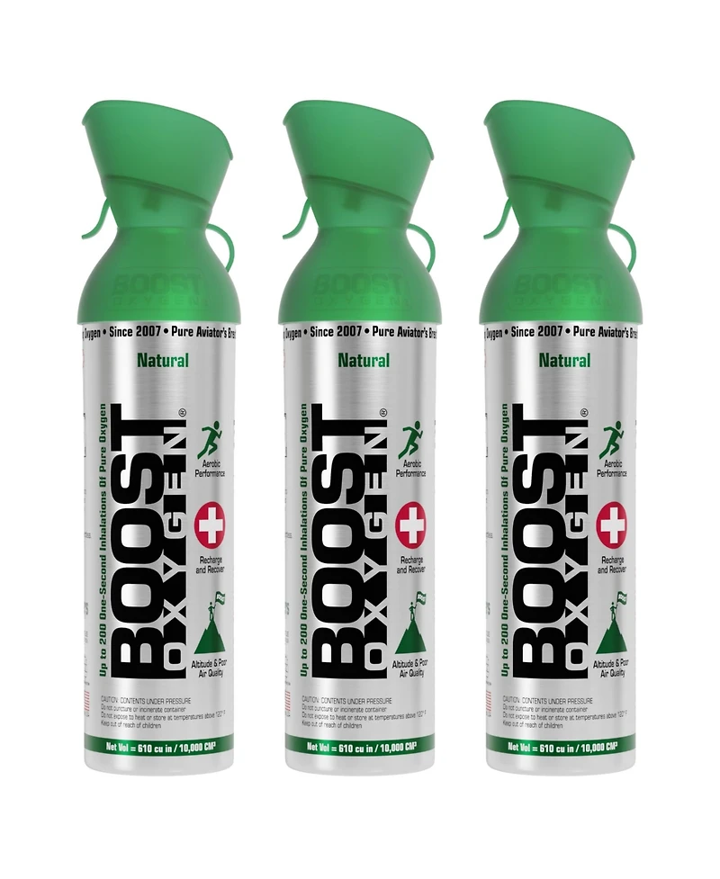 Boost Oxygen 3 Pack Large 10L Natural Portable Pure Canned Oxygen, Flavorless