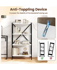 Gymax 4-Tier Bookshelf Industrial Bookcase with Heavy-Duty Metal Frame for Living Room