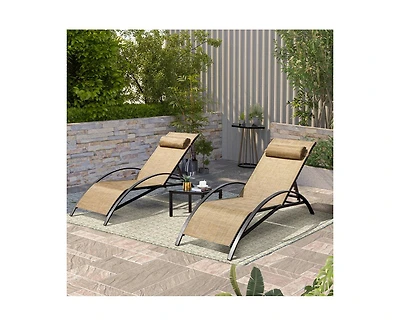 Erommy Outdoor Chaise Lounge Set with Table