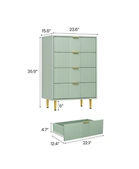 homfan Tall Modern Fluted Dresser with Metal Handles, Space-Saving Wooden Storage Chest Multi Drawer Options for Bedroom, Living Room and Hallway