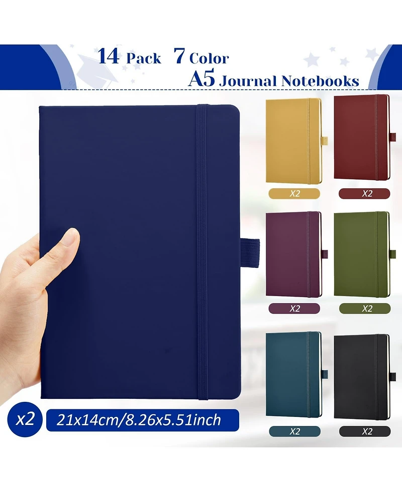 Gnuadz Lined Journal Hardcover Notebook College Ruled Pen Holder Pu Leather