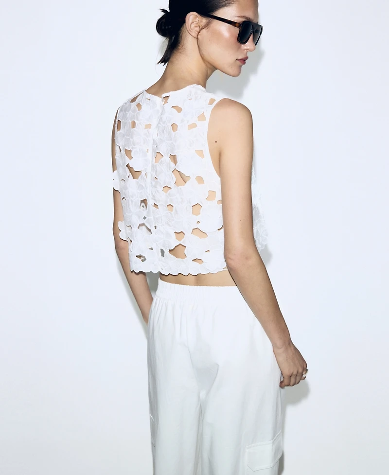 Mango Women's Openwork Embroidery Top