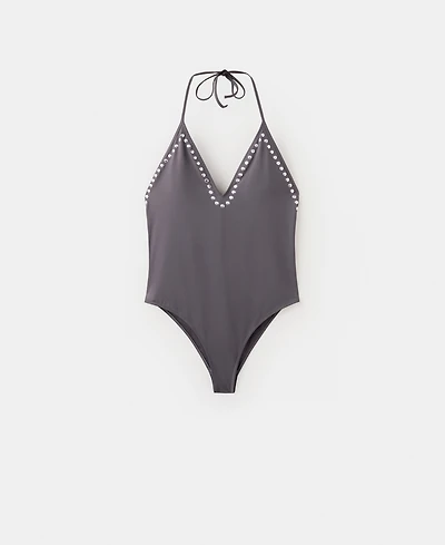 Mango Women's Studs Halter Swimsuit