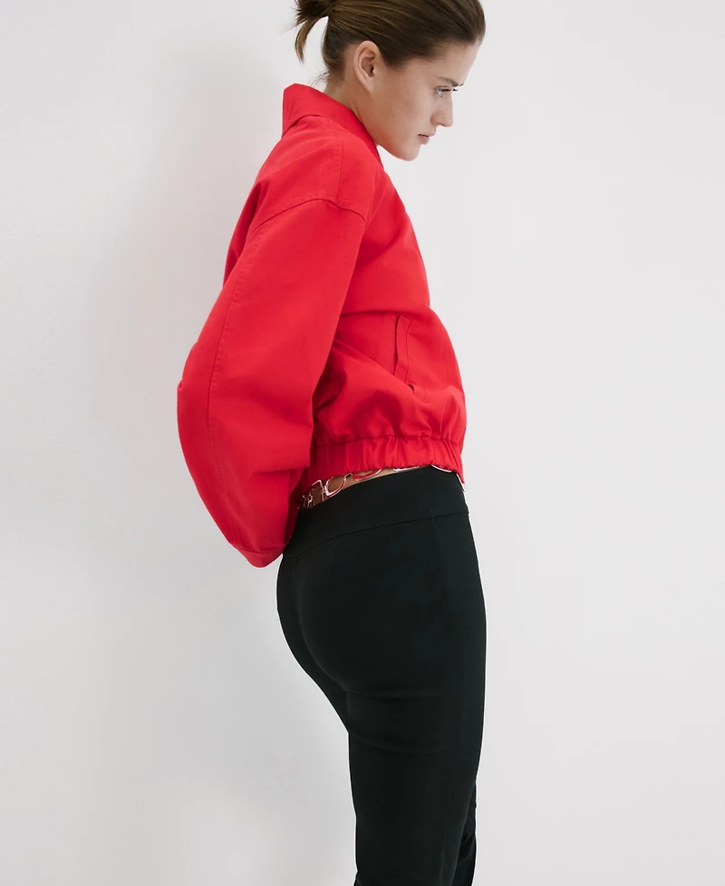 Mango Women's Shirt Collar Bomber Jacket
