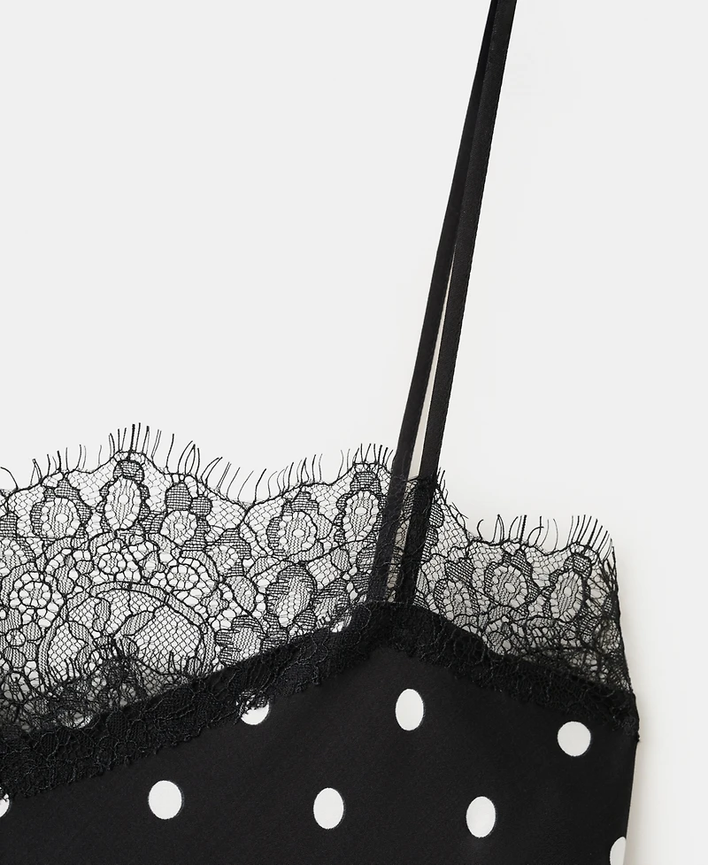 Mango Women's Long Polka-Dot Lace Top