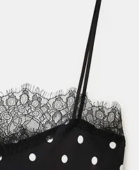 Mango Women's Long Polka-Dot Lace Top