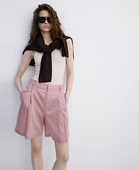 Mango Women's Straight Pinstripe Bermuda Shorts