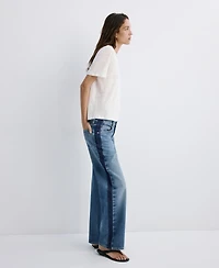 Mango Women's Contrasting Stripe Low-Rise Jeans