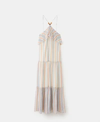 Mango Women's Ruffled Striped Dress