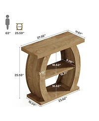 Tribesigns 3-Tier Side Table with Curved Frame, Farmhouse Narrow Bedside Table, Wooden End Table