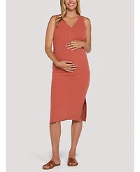Motherhood Maternity Sleeveless Henley Racerback Midi Dress
