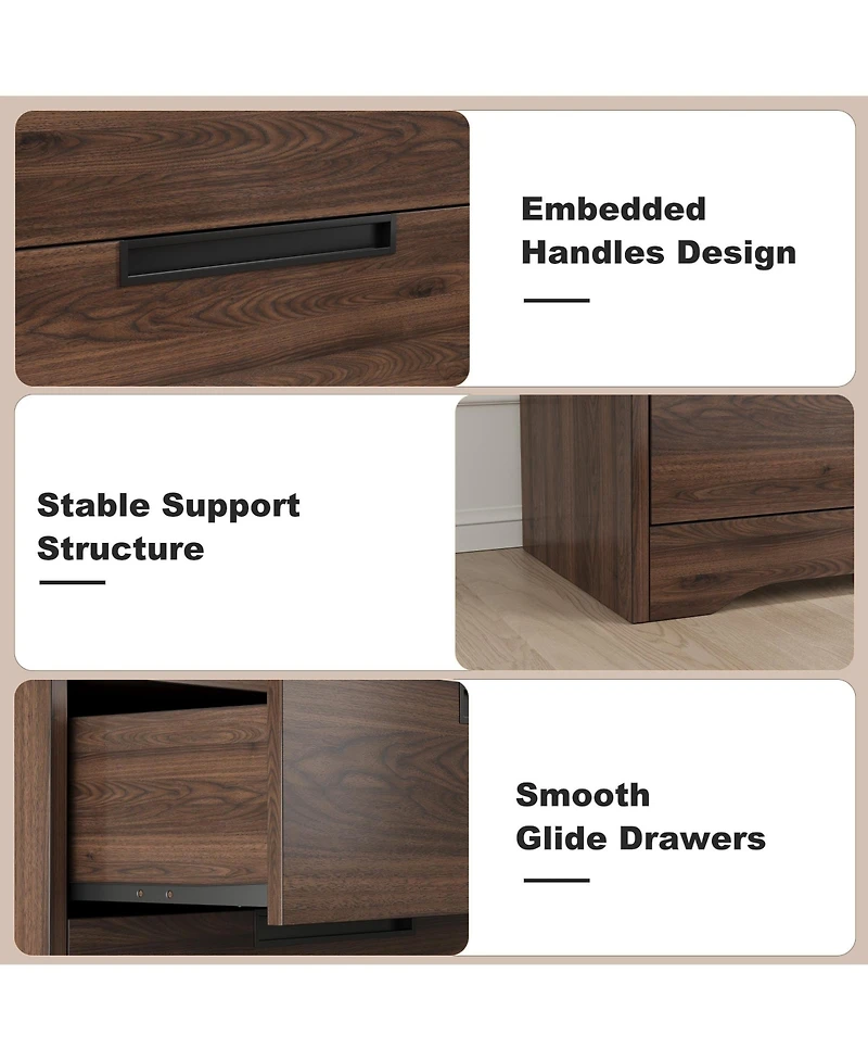 gaomon 4 Drawers Nightstand for Bedroom, Modern Bedside Table with Built-in Handles Design, For Living Room, Bedroom, Entryway