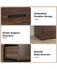 gaomon 4 Drawers Nightstand for Bedroom, Modern Bedside Table with Built-in Handles Design, For Living Room, Bedroom, Entryway