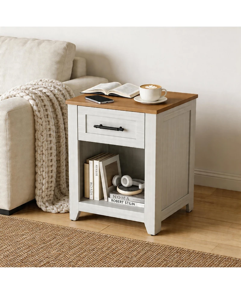 gaomon Farmhouse Nightstand with Charging Station