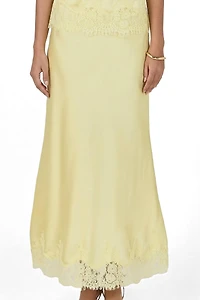 endless rose Women's Satin Lace Midi Skirt