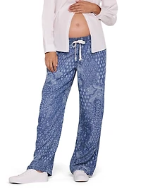 Motherhood Maternity Under the Belly Tie Waist Denim Wide Leg Pant