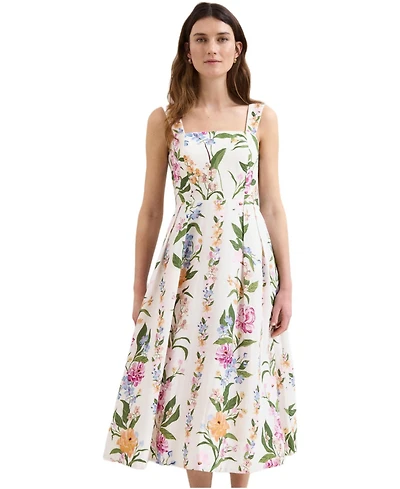 Phase Eight Women's Lucia Linen Blend Square Neck Midi Dress