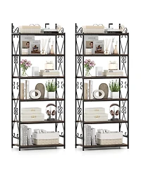 Gymax 2Pieces 6-Tier Bookshelf 71.5'' Industrial Tall Bookcase with Open Shelves for Study