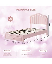 gaomon Upholstered Bed Frame with Storage Drawer and Smart Led Headboard
