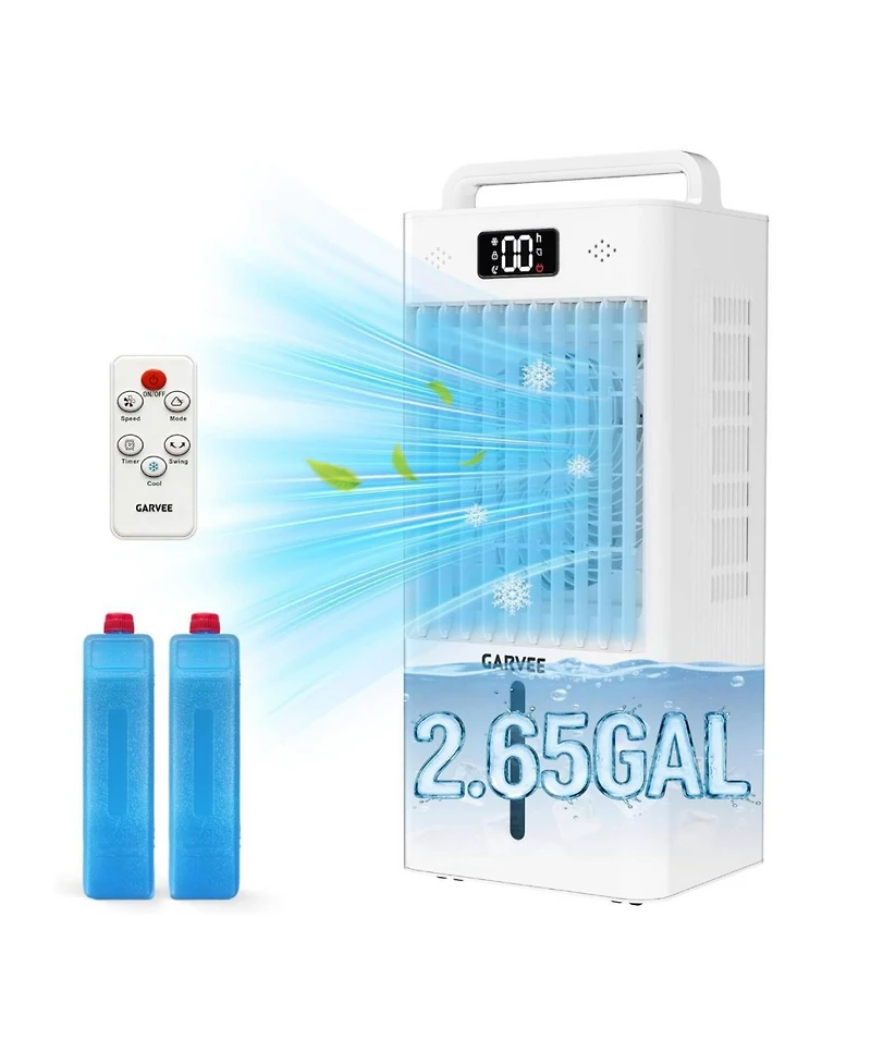 Xo 2.6Gal Portable Cooling Fan, Evaporative Air Cooler with Touch Screen, Remote for Bedroom, Home, Office