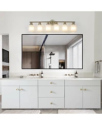 Clihome Modern 6-Light Vanity Wall Sconce with Frosted Glass Shades (No Bulbs)
