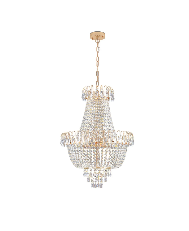Clihome Gold Crystal Chandeliers, Large Contemporary Luxury Ceiling Lighting (Without Bulb)