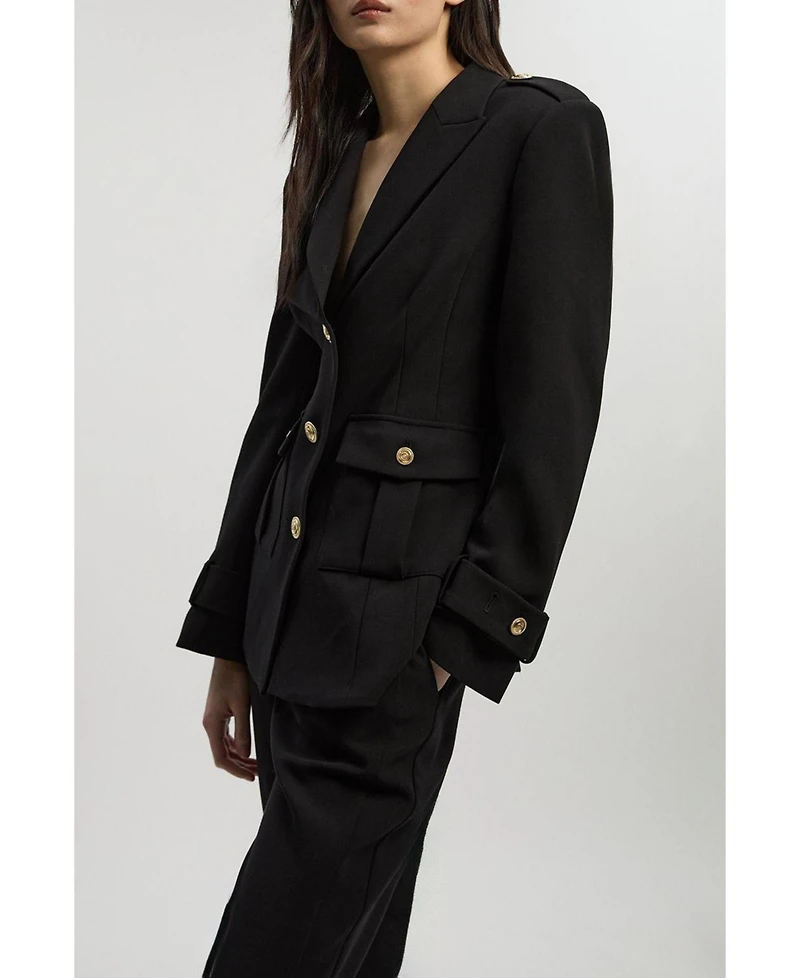 Karen Millen Women's Military Single Breasted Blazer