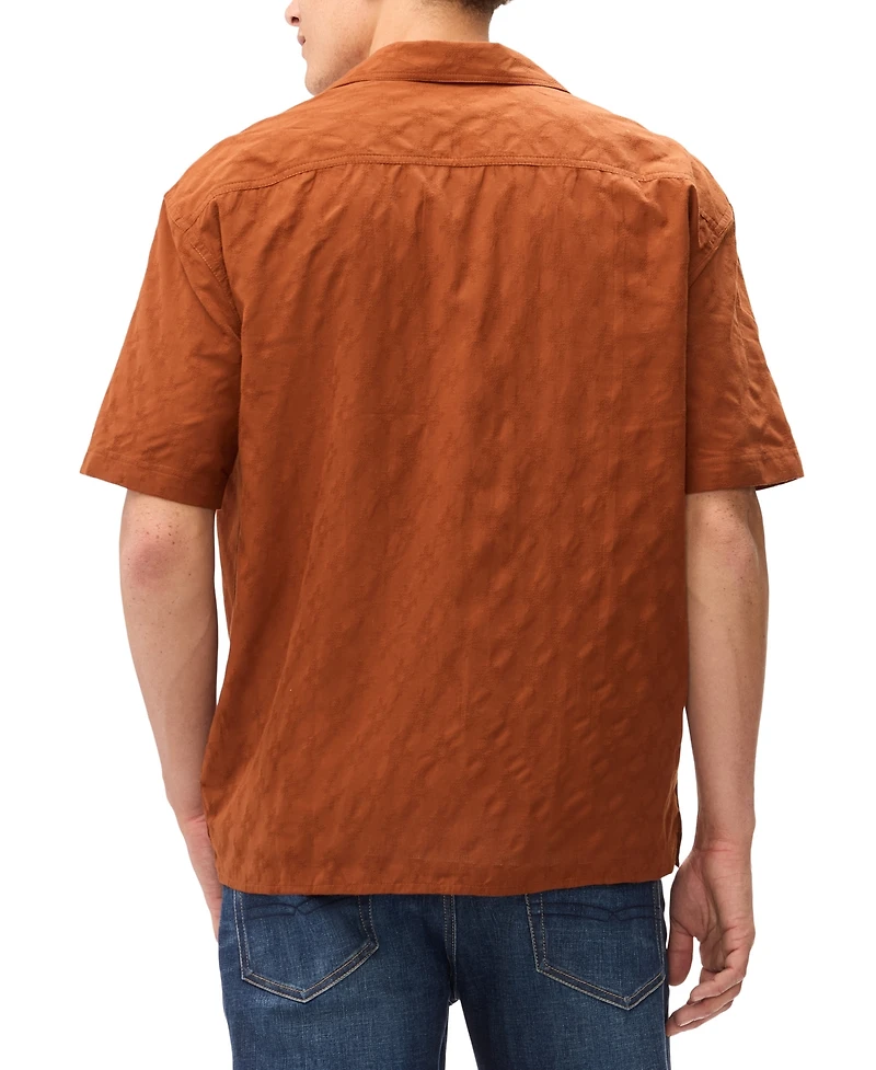 Buffalo David Bitton Men's Textured Pattern Short-Sleeves Shirt