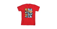 Dog Man Boys Characters Inside Logo Youth Red Crew Neck Short Sleeve T-shirt -Xl