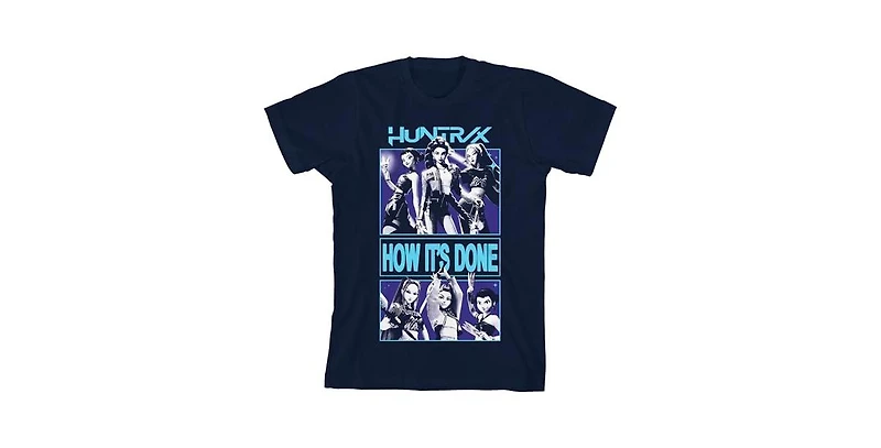 Kpop Demon Hunters Boys Huntr/X How It's Done Youth Navy Crew Neck Short Sleeve T-shirt-Medium