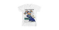 Dog Man Boys Hand-Drawn Bark Knight & Logo Youth White Crew Neck Short Sleeve T-shirt-xl