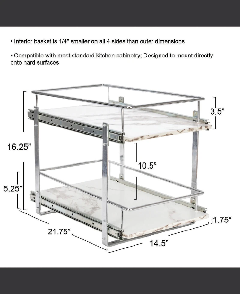 Household Essentials Glidez Steel Pull-Out Storage Organizer, 2-Tier Design