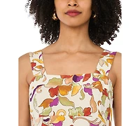 Vince Camuto Women's Floral Square-Neck Smocked-Back Sleeveless Maxi Dress