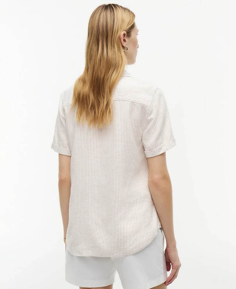 Tommy Hilfiger Women's Printed Linen Short-Sleeve Relaxed Shirt