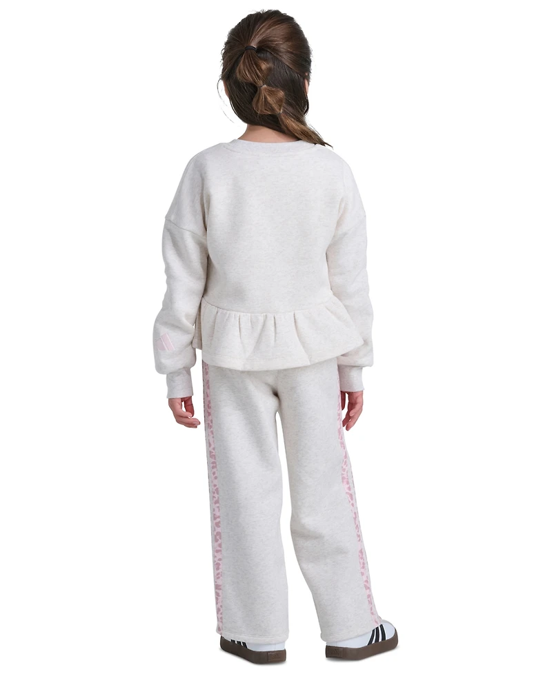 adidas Girls' 2T-6X Long-Sleeve Sweatshirt and Pants, 2-Piece Set