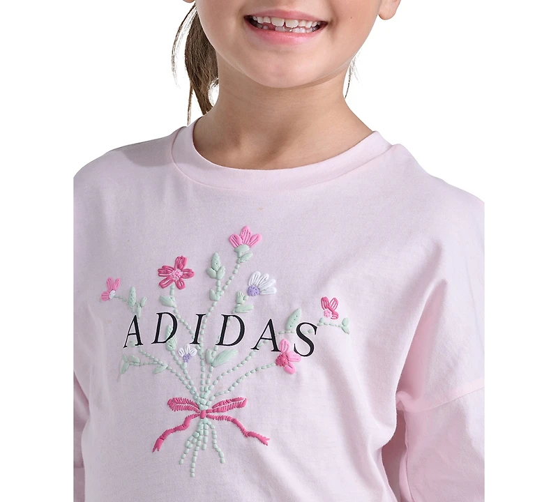 adidas Girls' 2T-6X Long-Sleeve Sweatshirt and Pants, 2-Piece Set