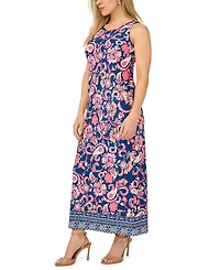 Msk Petite Printed Round Neck Sleeveless Maxi Dress