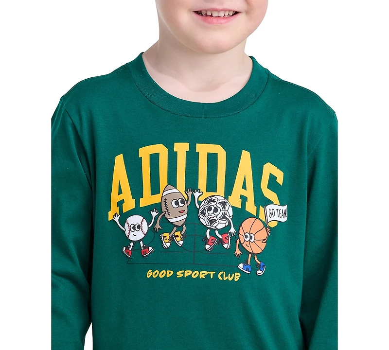 adidas Boys' 2T-7 Long-Sleeve Sweatshirt and Pants, 2-Piece Set