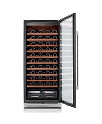 Ca'Lefort 24 inch Wine Cooler Refrigerator 90-Bottle,Freestanding/Built-In Wine Fridge 3LED stainless steel for Home/Bar/Office