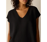 Eileen Fisher Women's V-Neck Cap-Sleeve Sweater