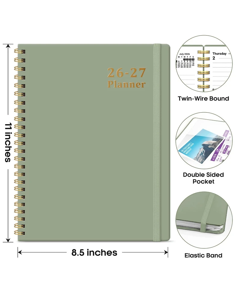 Gnuadz Planner 2026-2027 Academic Weekly Monthly Hardcover Tabs