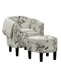 Convenience Concepts 26.25" Print Canvas Churchill Accent Chair with Ottoman