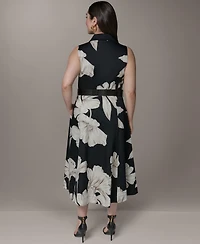 Donna Karan New York Plus Sleeveless Belted Midi Dress