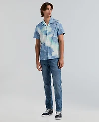 Perry Ellis Men's Wave Print Camp Collar Shirt