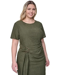 Vince Camuto Plus Jewel Neck Short-Sleeve Dress