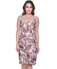 Eliza J Women's Sleeveless Square Neck Button-Down Sheath Dress
