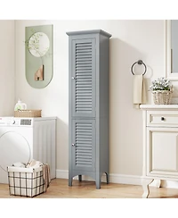 sumyeg Tall Bathroom Floor Storage Cabinet with Shutter Doors and Adjustable Shelf