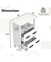 sumyeg 24 Inch Bathroom Floor Storage Cabinet with 2 Open Compartments and 2 Drawers